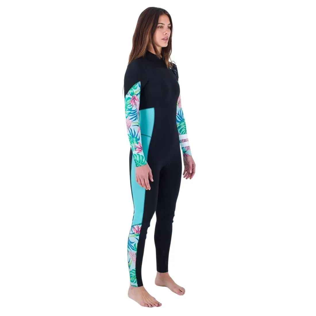 Hurley Womens Plus Printed 3/2mm Chest Zip Full Wetsuit - Java Tropical