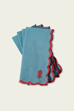 Icon Linen Napkins Set of 4 - Aqua   Cherry