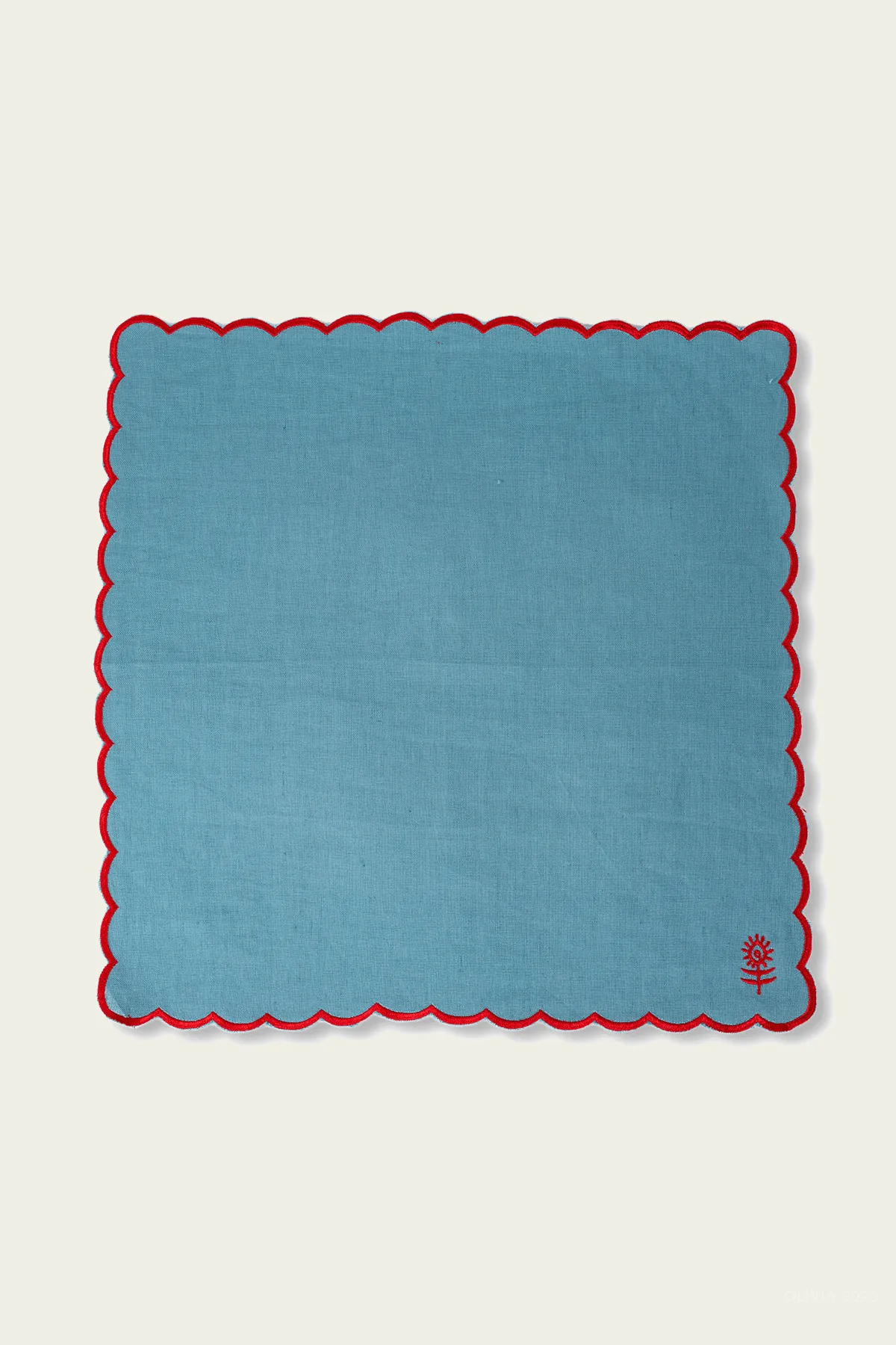 Icon Linen Napkins Set of 4 - Aqua   Cherry