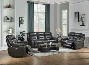 Imogen Gray Leather-Aire Sofa (Power Motion)