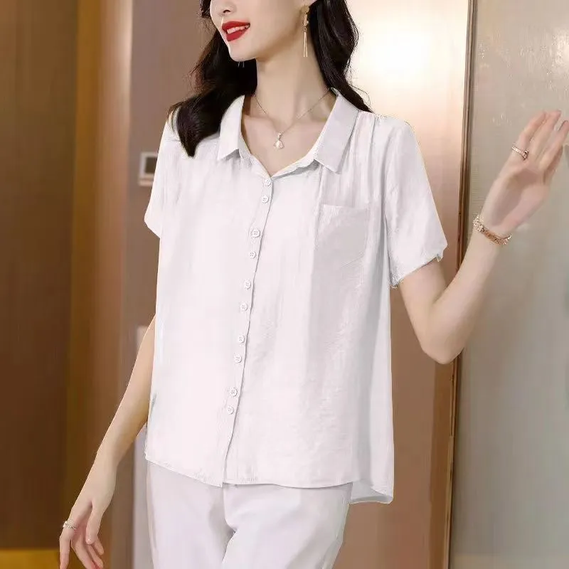 INSTOCK-Ice silk cotton and linen shirt women's