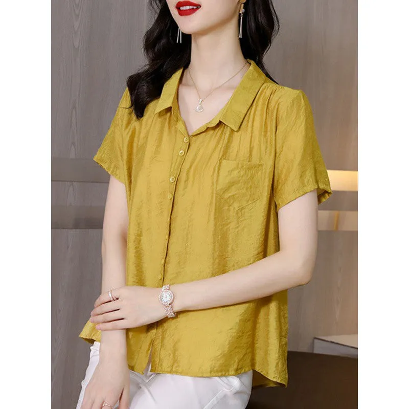 INSTOCK-Ice silk cotton and linen shirt women's