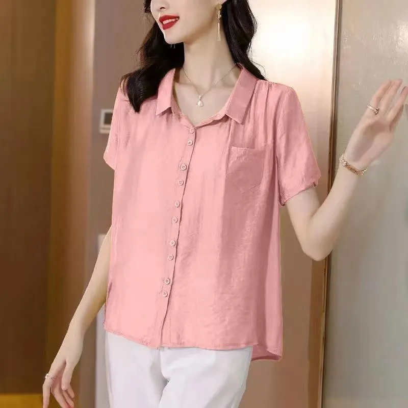 INSTOCK-Ice silk cotton and linen shirt women's