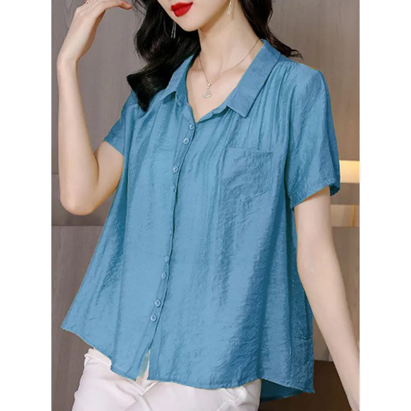 INSTOCK-Ice silk cotton and linen shirt women's