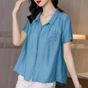 INSTOCK-Ice silk cotton and linen shirt women's