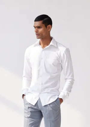 Ivory White Herringbone Bamboo Shirt