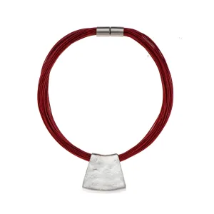 Jessica - Red cord & sterling silver pendant necklace