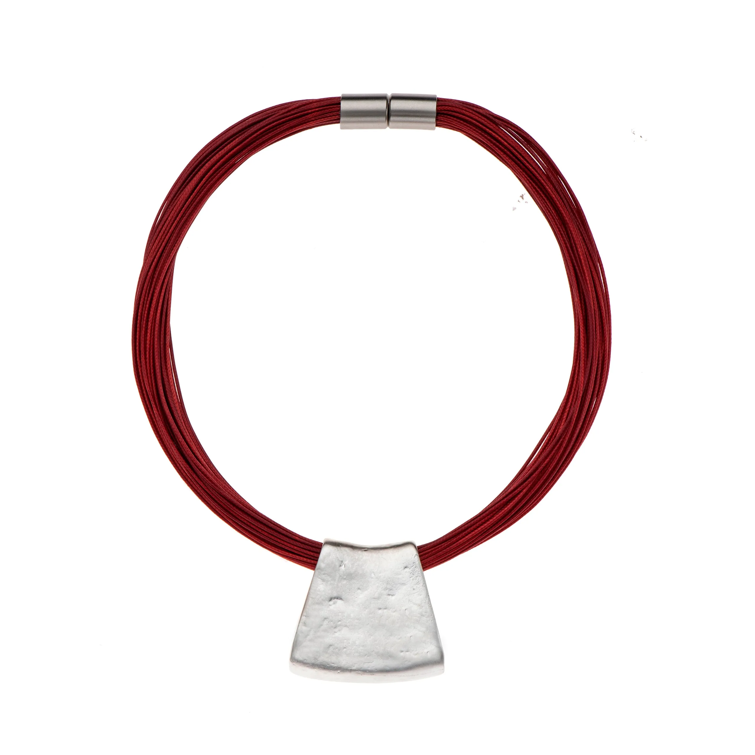 Jessica - Red cord & sterling silver pendant necklace