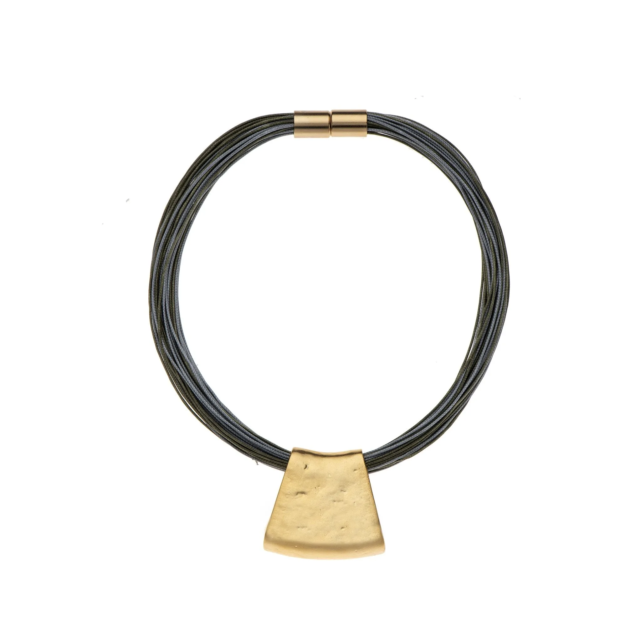 Jessica - Turquoise cord & 24K gold pendant necklace
