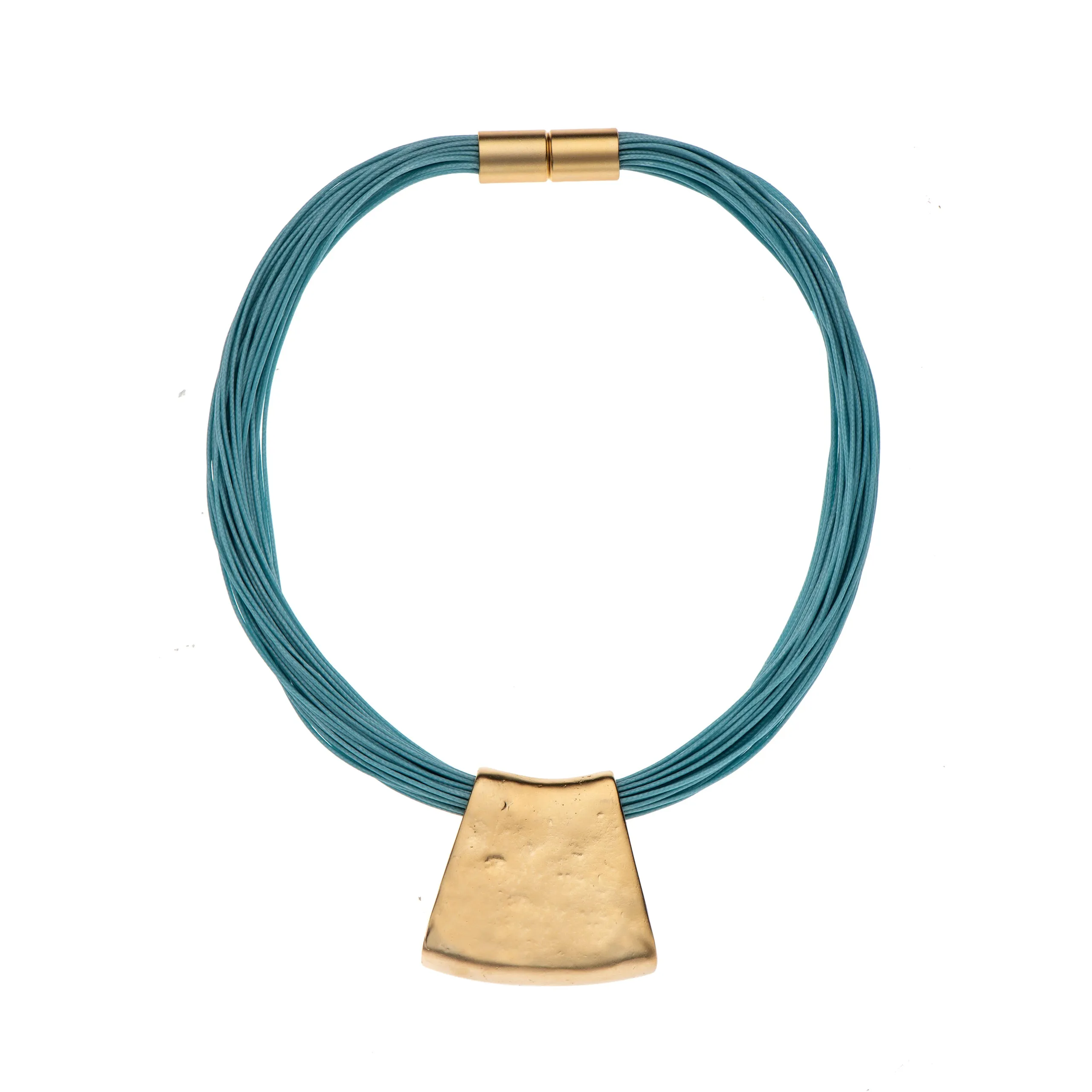 Jessica - Turquoise cord & 24K gold pendant necklace