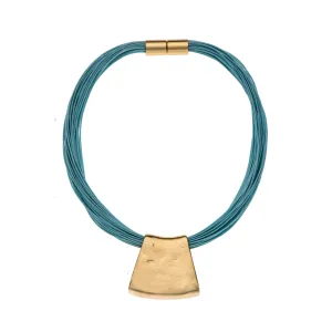 Jessica - Turquoise cord & 24K gold pendant necklace