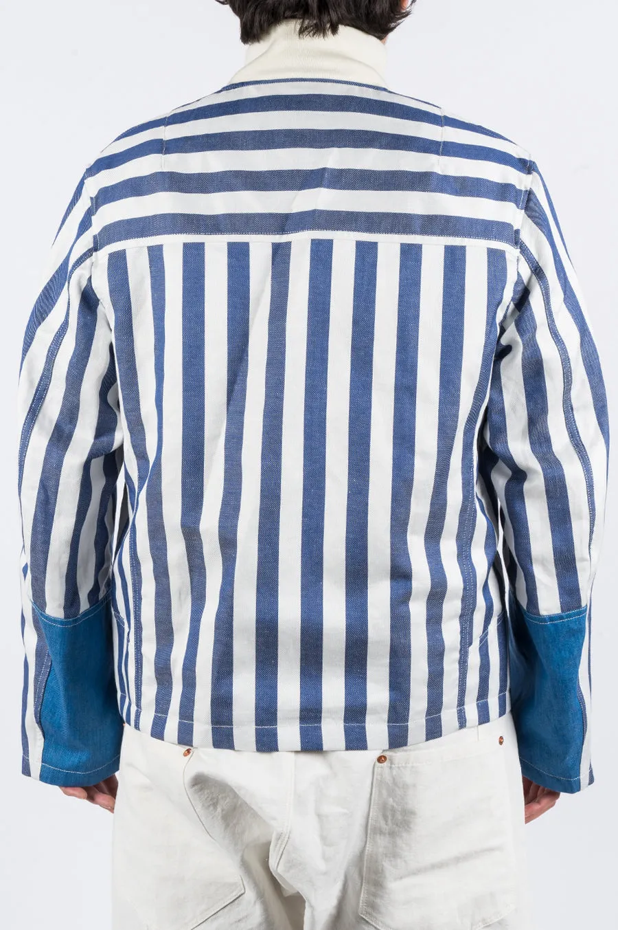 JUNYA WATANABE STRIPED ZIP JACKET BLUE WHITE