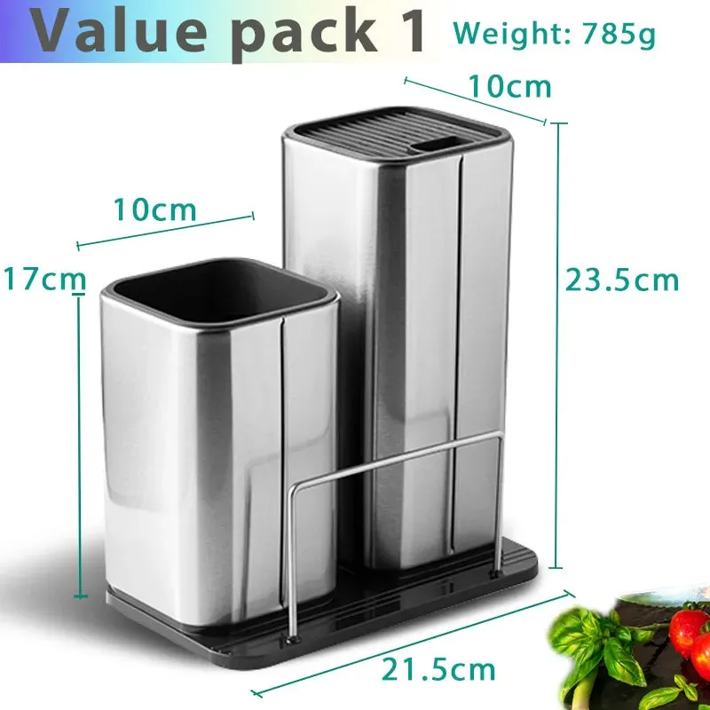 Knife Holder Stainless Steel Kitchen Knife Stand Multifunctional Chef Ceramic Santoku Knife Block Kitchenware Cooking Tool