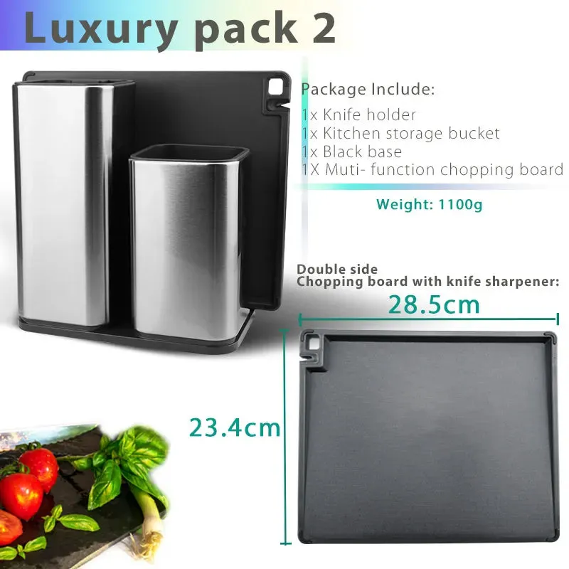 Knife Holder Stainless Steel Kitchen Knife Stand Multifunctional Chef Ceramic Santoku Knife Block Kitchenware Cooking Tool