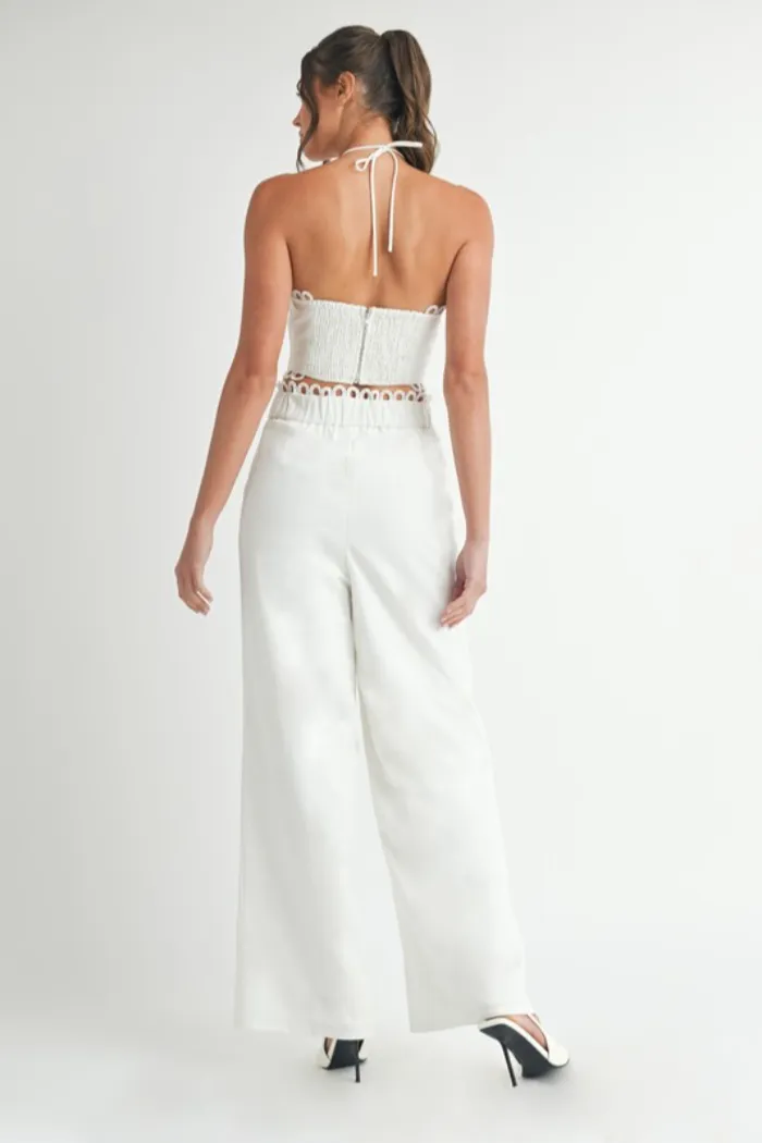 Lace Trim Wide Leg Pant