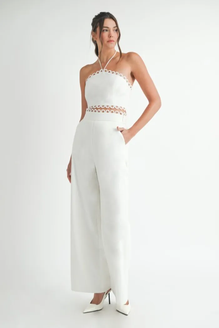 Lace Trim Wide Leg Pant