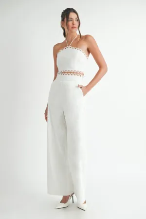 Lace Trim Wide Leg Pant