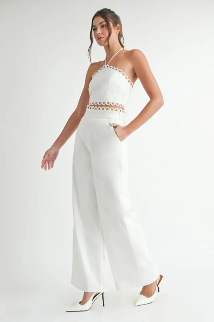 Lace Trim Wide Leg Pant