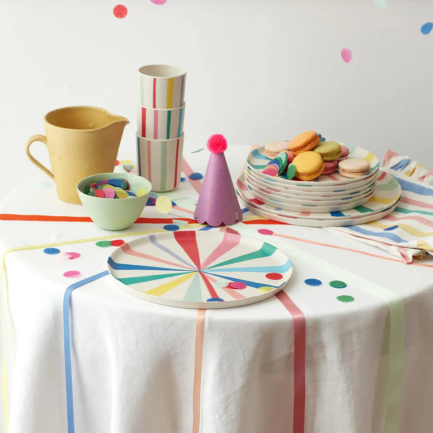 Large Bright Stripe Bamboo Fibre Plates