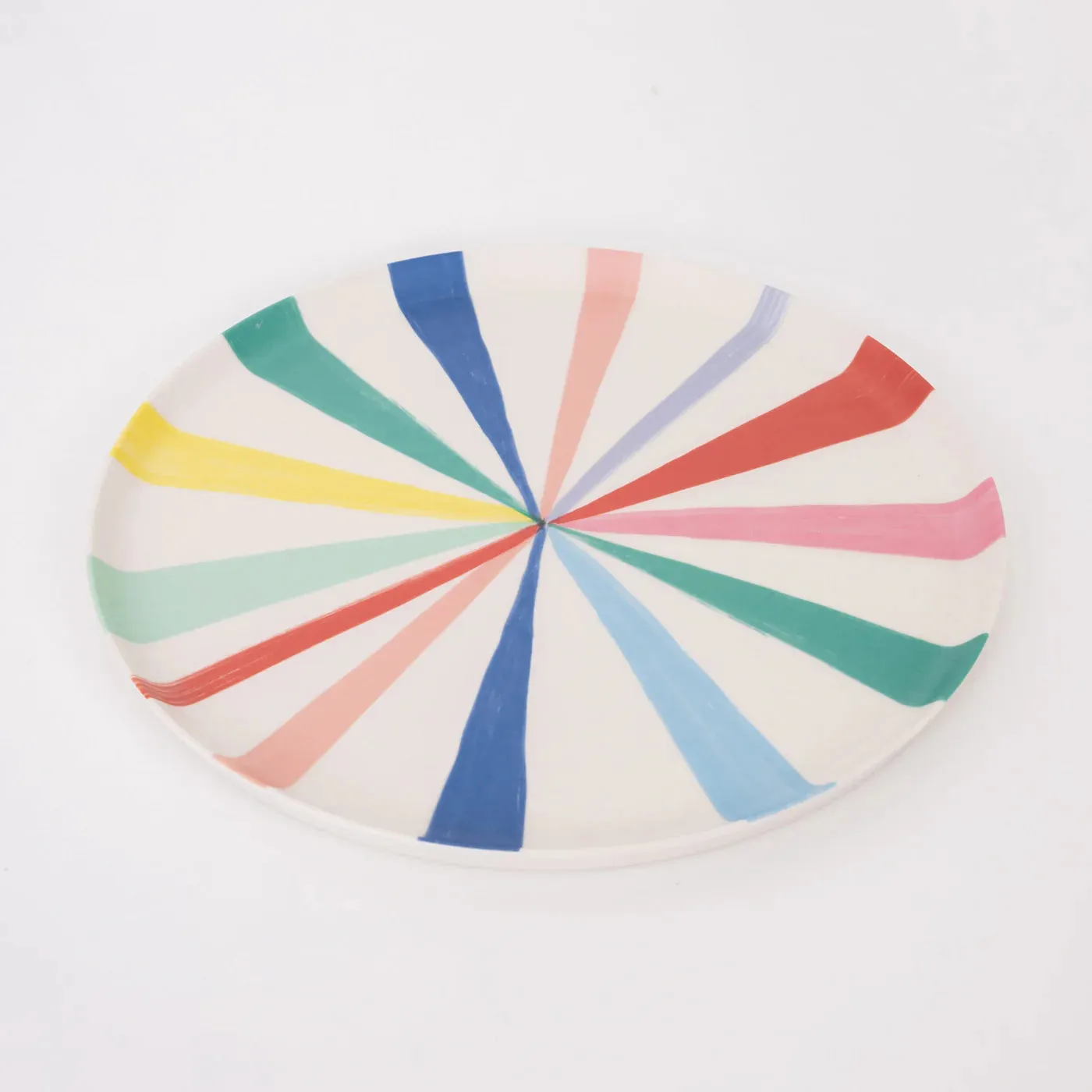 Large Bright Stripe Bamboo Fibre Plates