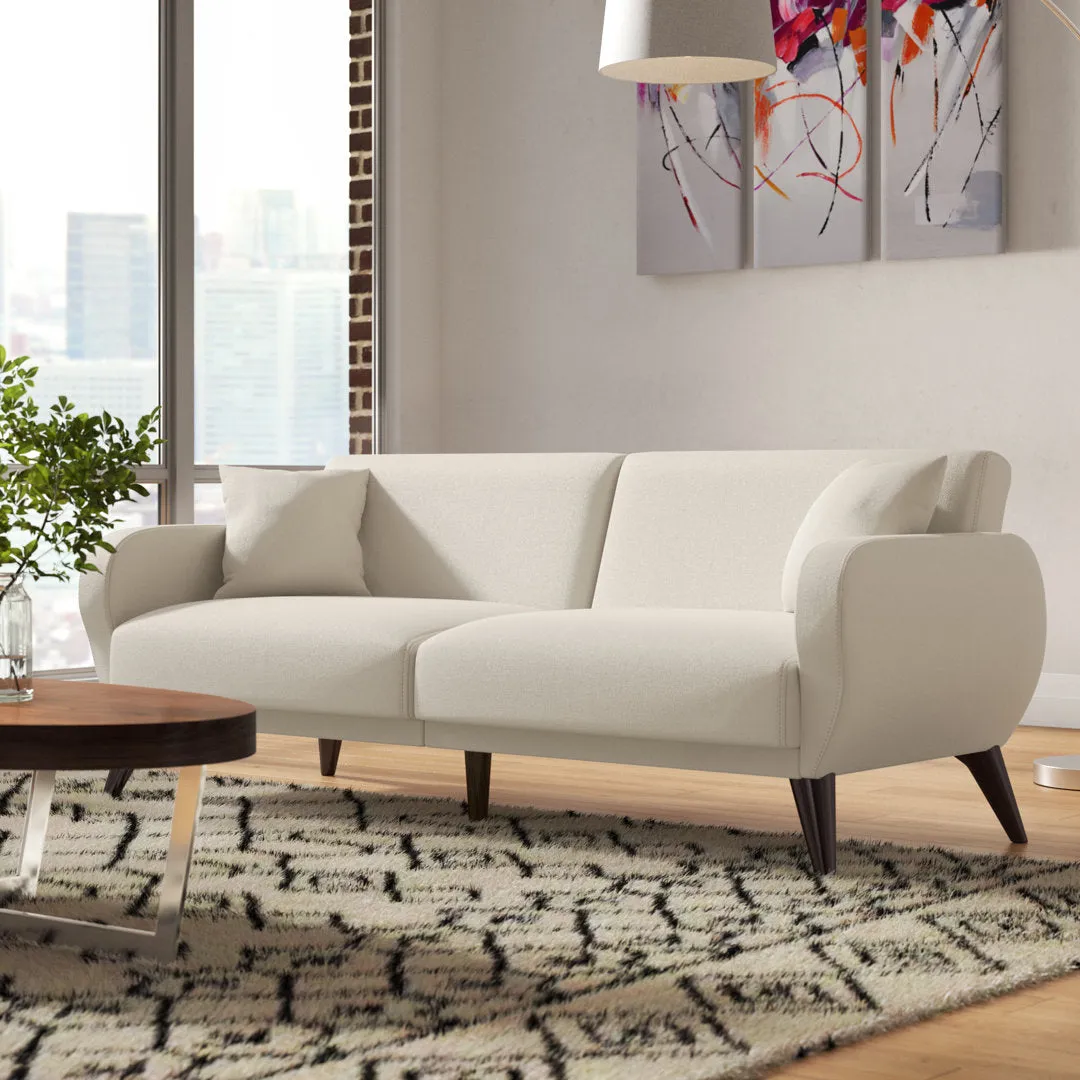 Lelana Twin 78.75 Polyester Tufted Sofa Brayden Studio® Fabric: Beige