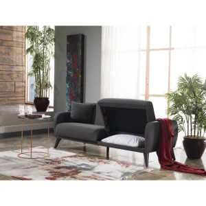 Lelana Twin 78.75 Polyester Tufted Sofa Brayden Studio® Fabric: Charcoal