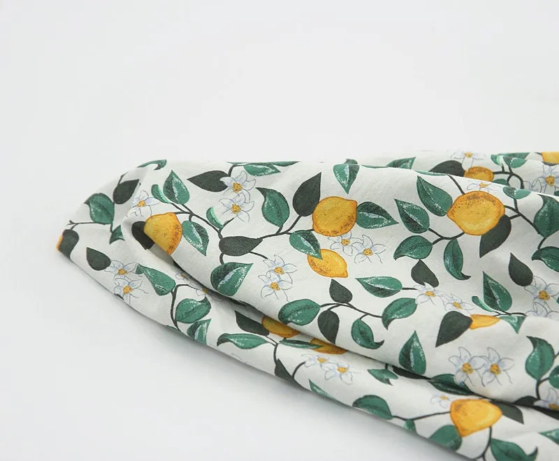 Lemon Cotton Linen Fabric, Quality Korean Fabric, 55" Wide - By the Yard /42782