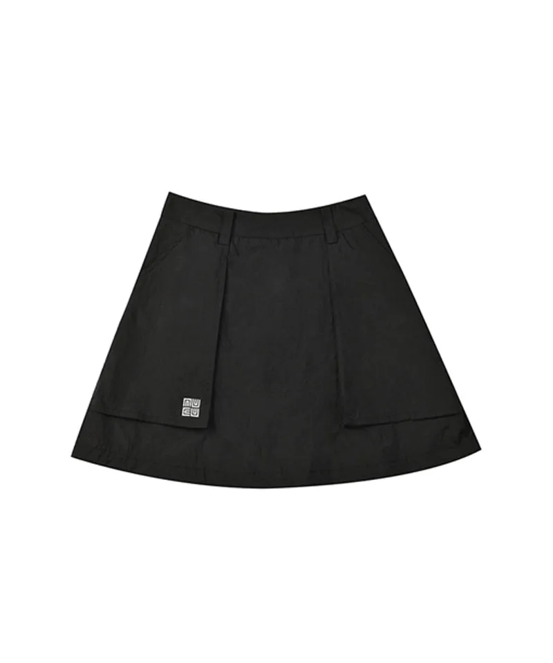 LENUCU Woven Out Pocket Skirt - Black