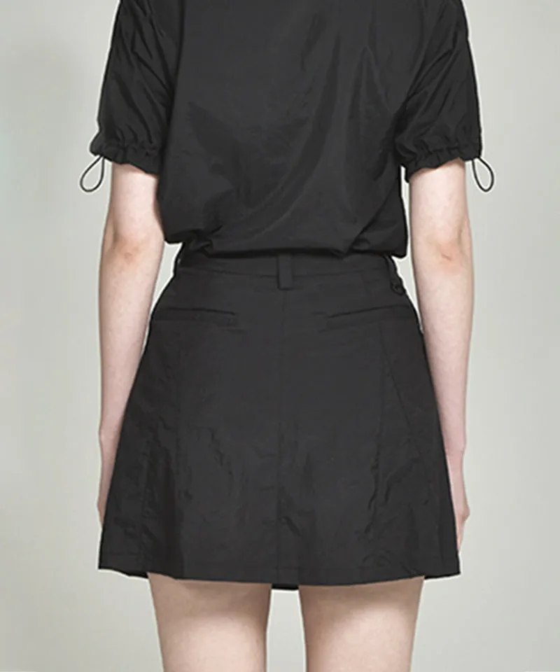 LENUCU Woven Out Pocket Skirt - Black