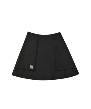 LENUCU Woven Out Pocket Skirt - Black