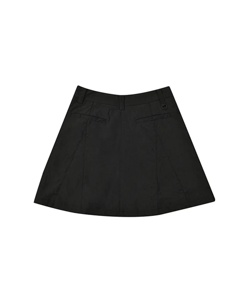 LENUCU Woven Out Pocket Skirt - Black