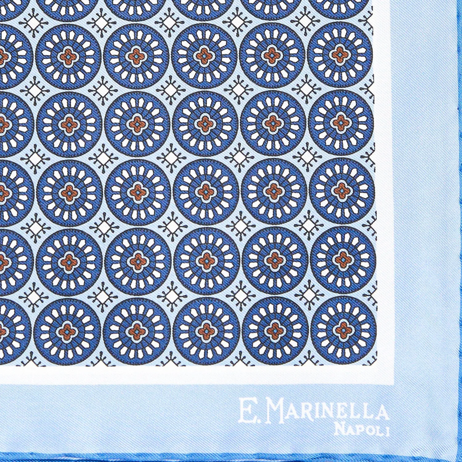 LIGHT BLUE HAND-PRINTED SILK POCKET SQUARE