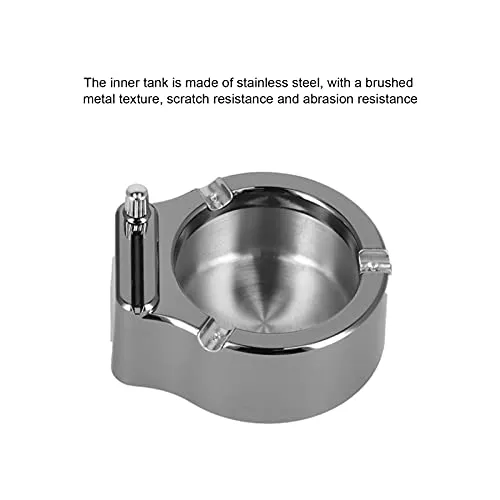Lighter Ashtray, Anti Oxidation 3 Slot Broken Resistant Durable Ashtray Stainless Steel Easy to Wash for Office for Home(Black)