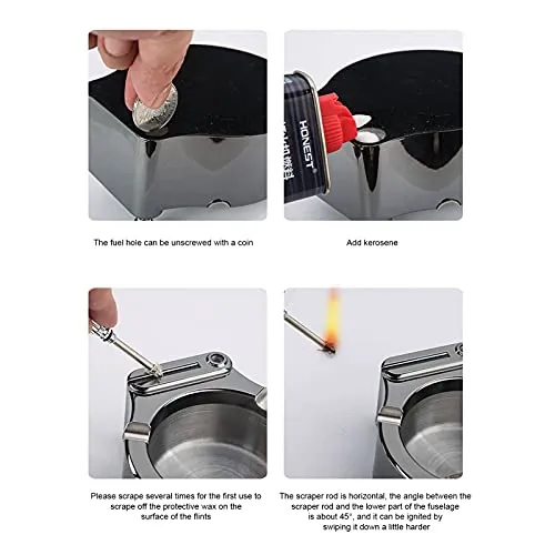 Lighter Ashtray, Anti Oxidation 3 Slot Broken Resistant Durable Ashtray Stainless Steel Easy to Wash for Office for Home(Black)