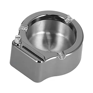 Lighter Ashtray, Anti Oxidation 3 Slot Broken Resistant Durable Ashtray Stainless Steel Easy to Wash for Office for Home(Black)