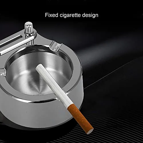 Lighter Ashtray, Anti Oxidation 3 Slot Broken Resistant Durable Ashtray Stainless Steel Easy to Wash for Office for Home(Black)