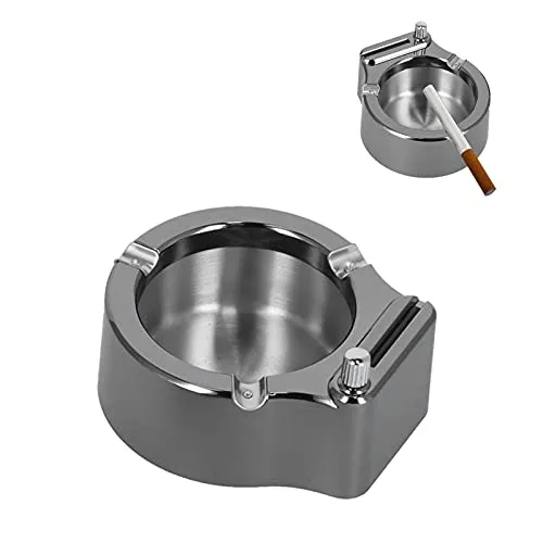 Lighter Ashtray, Anti Oxidation 3 Slot Broken Resistant Durable Ashtray Stainless Steel Easy to Wash for Office for Home(Black)