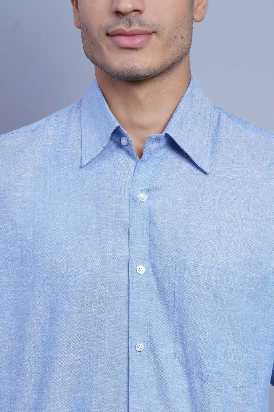 Linen Cotton Blue Shirt