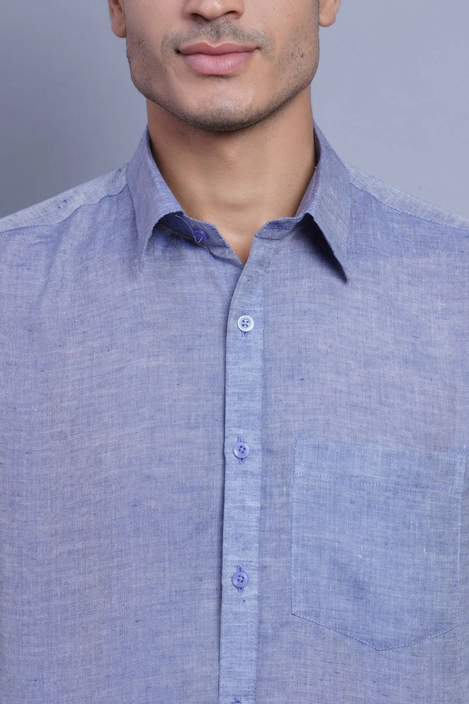 Linen Cotton Blue Shirt