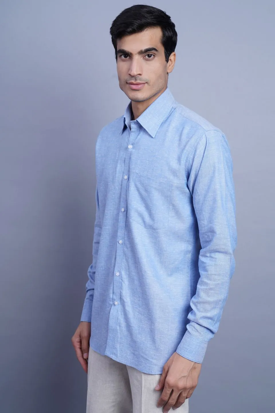 Linen Cotton Blue Shirt