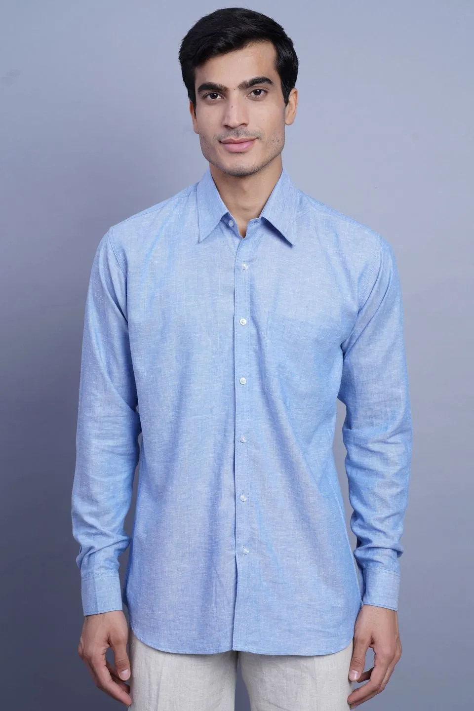Linen Cotton Blue Shirt