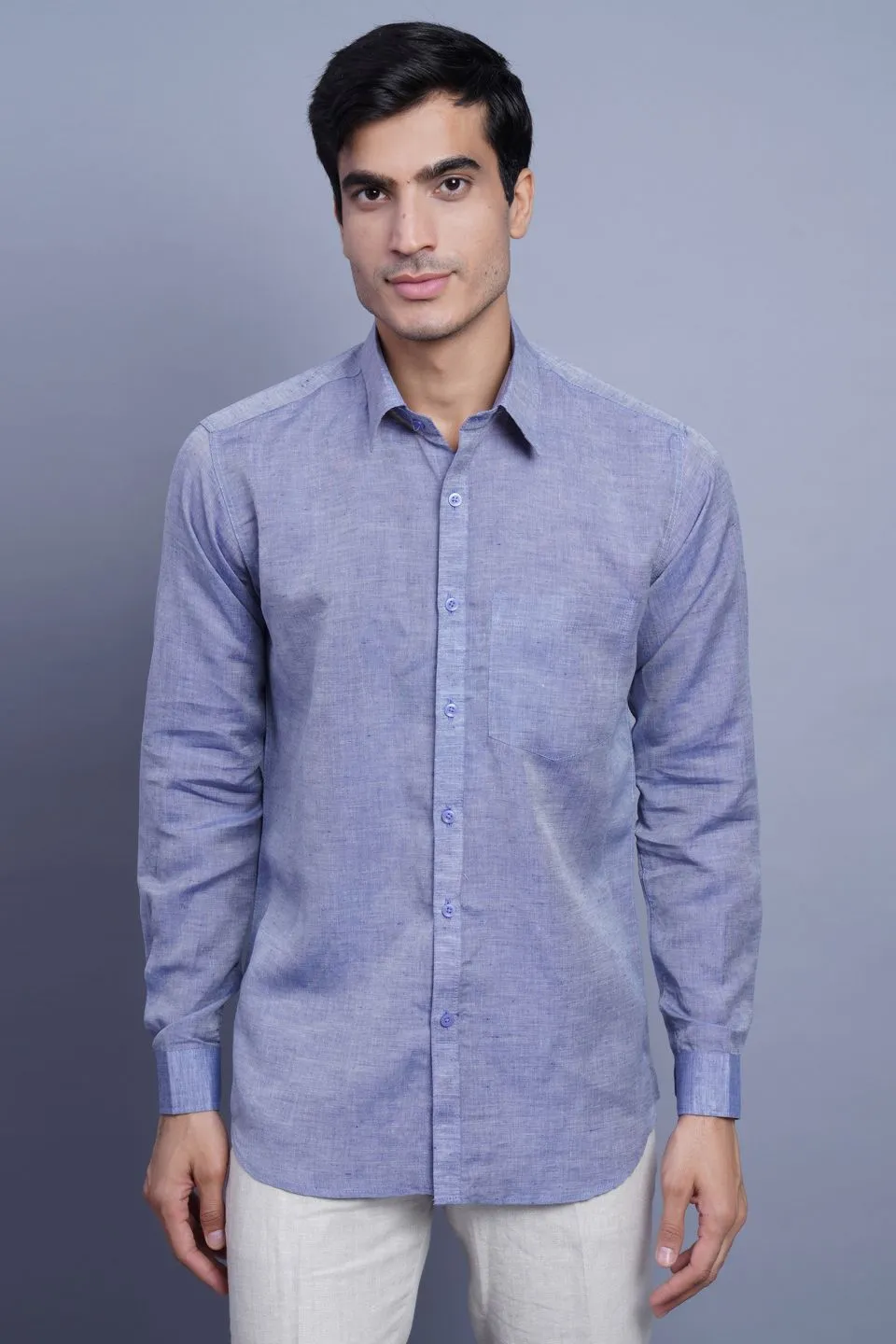Linen Cotton Blue Shirt