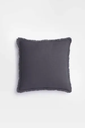 Linen Fringe Me Good Cushion Cover-Charcoal Grey