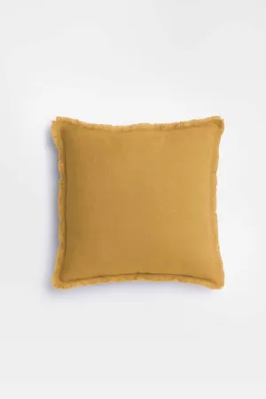 Linen Fringe Me Good Cushion Cover-Dusty Gold