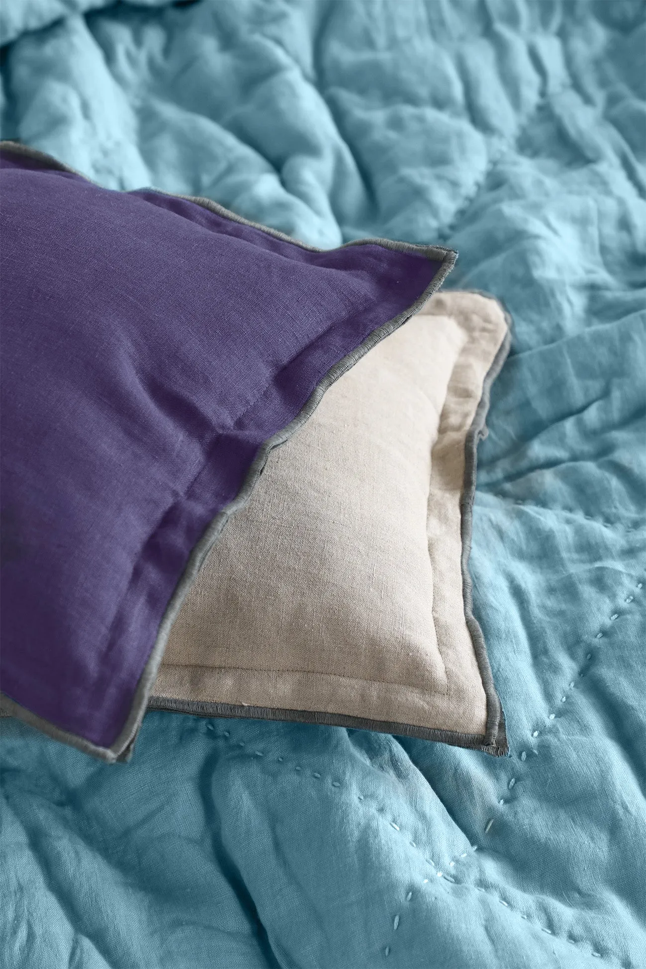 Linen Grey Needled Cushion Cover-Charcoal Grey