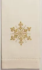 Linen Hand Towel Snowflake Gold