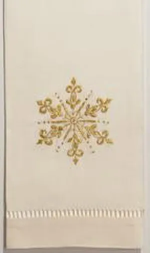 Linen Hand Towel Snowflake Gold
