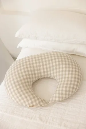 linen label - Nursing Pillow & Cover- Moon Shape- Gingham