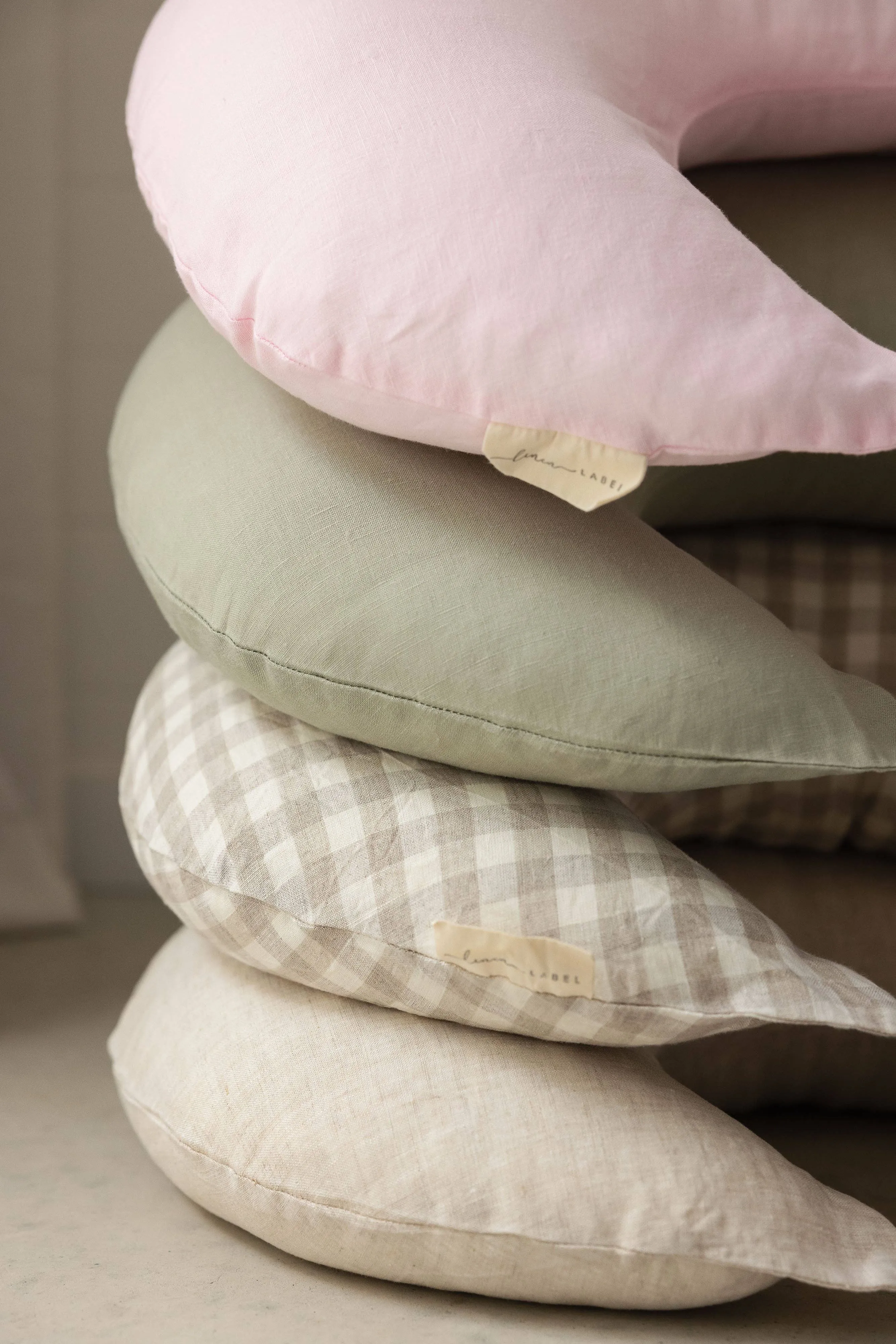 linen label - Nursing Pillow & Cover- Moon Shape- Oat Natural