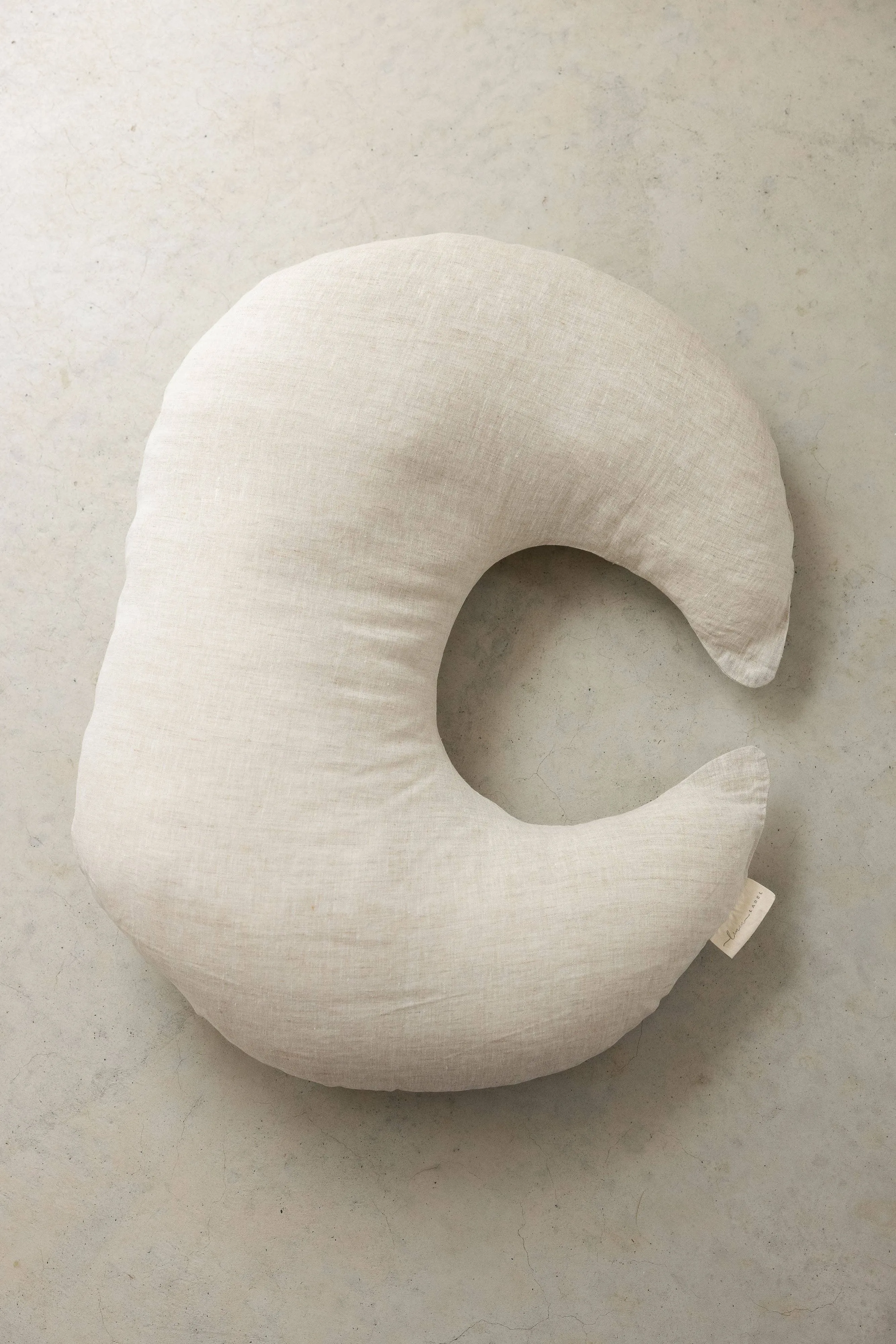 linen label - Nursing Pillow & Cover- Moon Shape- Oat Natural
